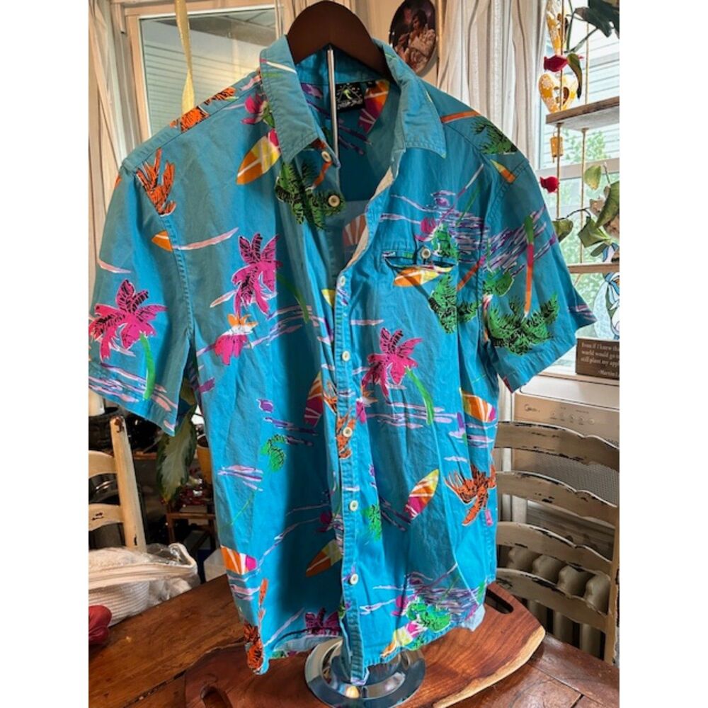 Catch Surf Men's XL Hawaiian Shirt Short Sleeve Surfboard Palm Trees Tropical